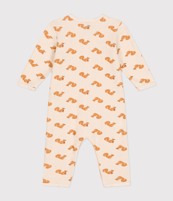 Babies' squirrel print footless pyjamas in terry towelling AVALANCHE white/MULTICO