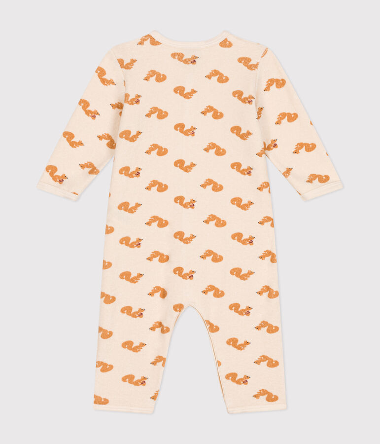 Babies' squirrel print footless pyjamas in terry towelling Ecru/multicolor