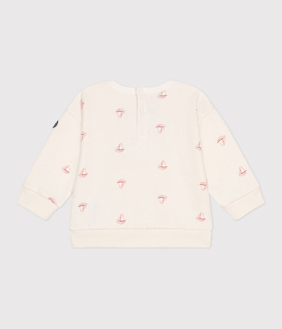 Babies' vintage boat printed cotton sweatshirt MILK red/POMPEI