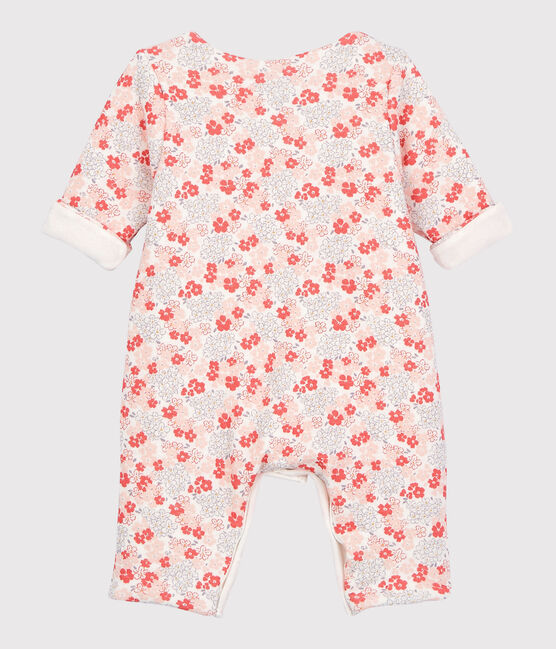 Long Quilted Organic Cotton Tube Knit Baby Jumpsuit MARSHMALLOW white/MULTICO white