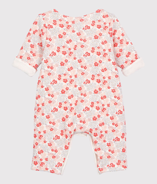 Long Quilted Organic Cotton Tube Knit Baby Jumpsuit white/multicolor