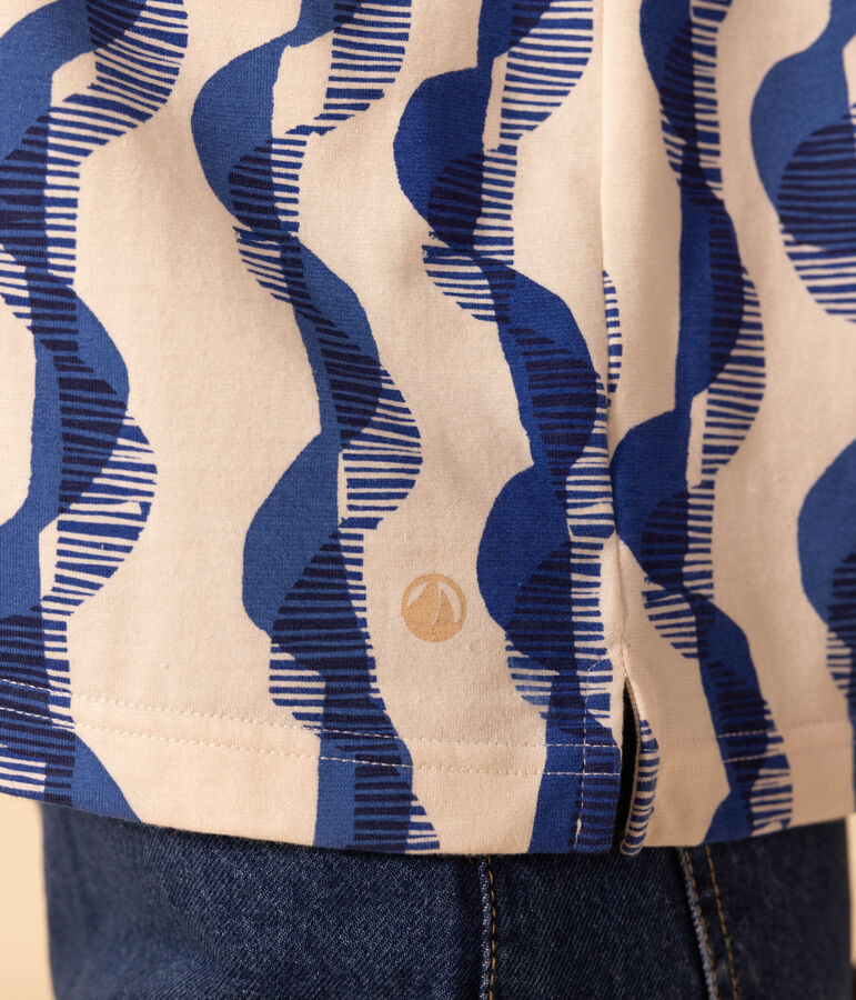 Women's Boxy Patterned Cotton T-Shirt Ecru/multicolor