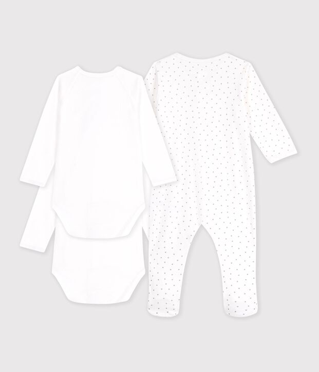 Newborn babies' gift box set in cotton printed with little hearts multicolor
