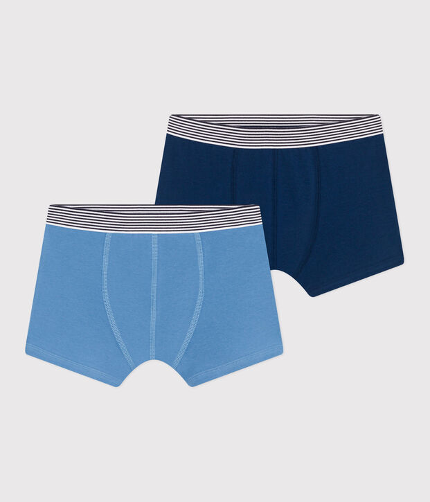 Children's plain cotton and elastane boxers - 2-pack multicolor