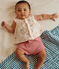 Newborn babies' two-piece cotton set with a ruffled blouse FLEUR pink/MULTICO white