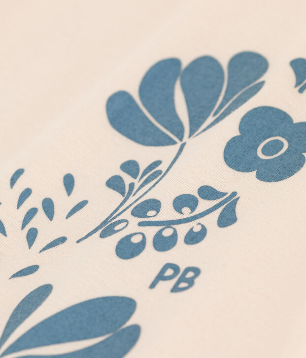 Children's Unisex Long-Sleeved Cotton T-Shirt Ecru/blue