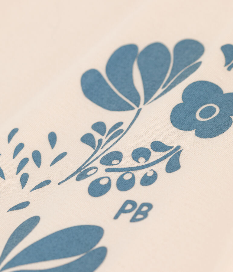 Children's Unisex Long-Sleeved Cotton T-Shirt Ecru/blue