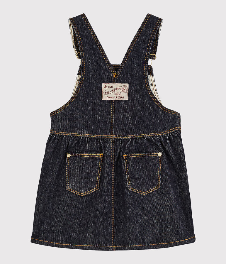 Baby girl's denim dungaree-dress blue