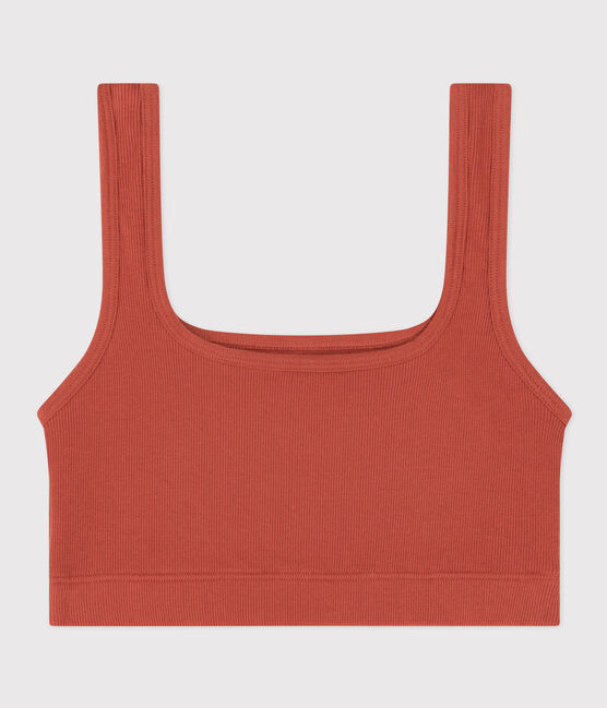 Women's Plain Cotton and Elastane Bra FAMEUX brown
