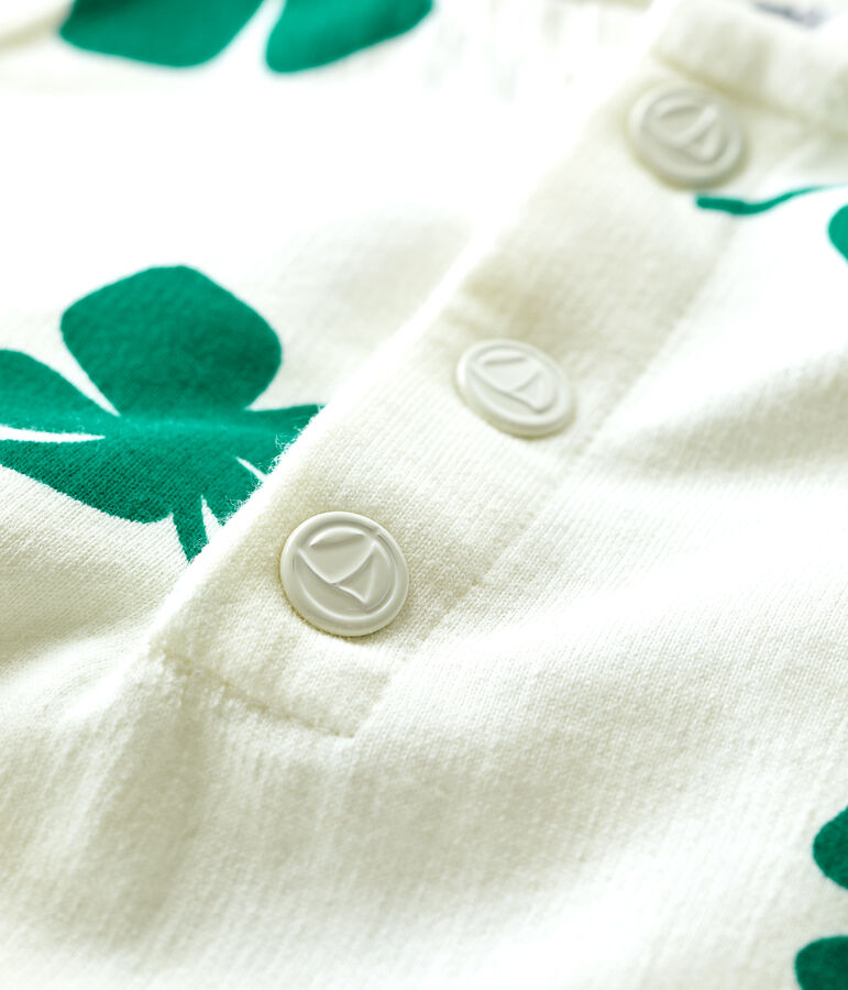 Babies' Fleece Plant Print Hoodie white/green