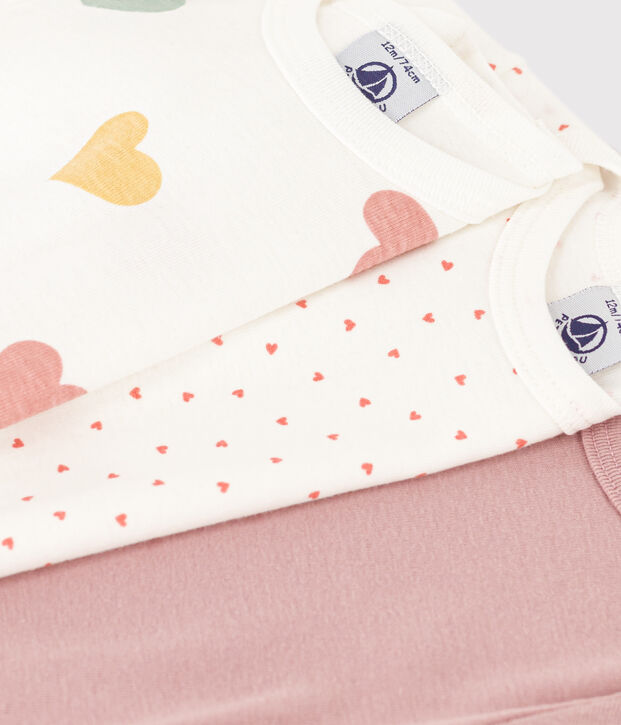 Babies' Heart Patterned Long-Sleeved Cotton Bodysuits - 3-Pack multicolor