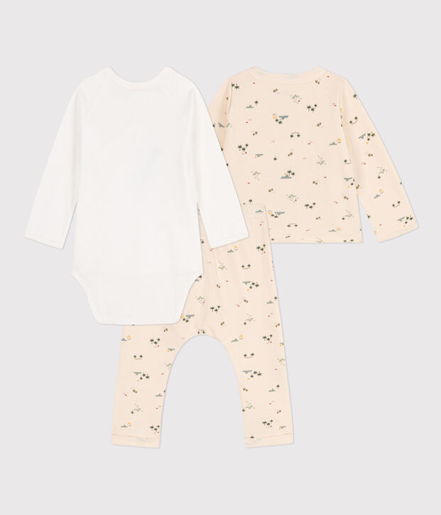 Babies' Patterned Cotton Outfit Ecru/multicolor