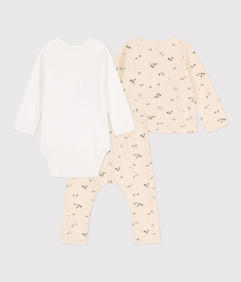 Babies' Patterned Cotton Outfit Ecru/multicolor