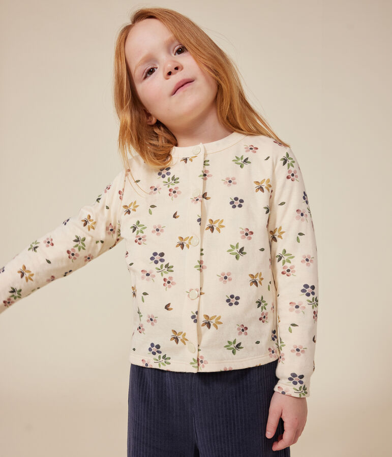 Girls' tube knit cardigan AVALANCHE white/MULTICO