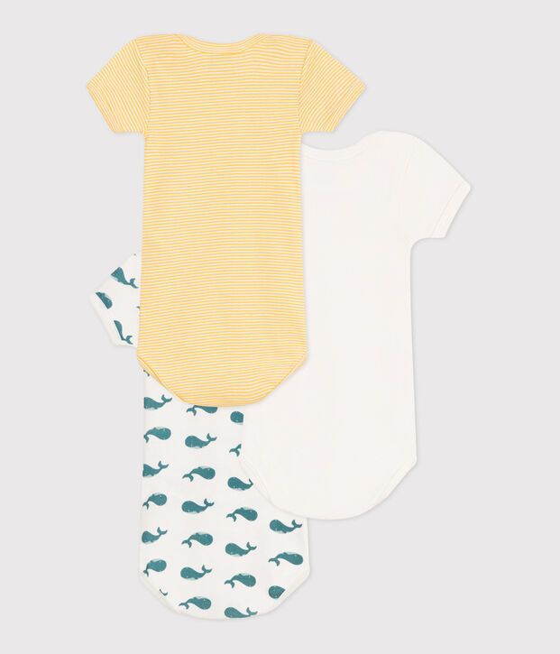 Babies' short-sleeved whale pattern cotton bodies - 3-Pack multicolor