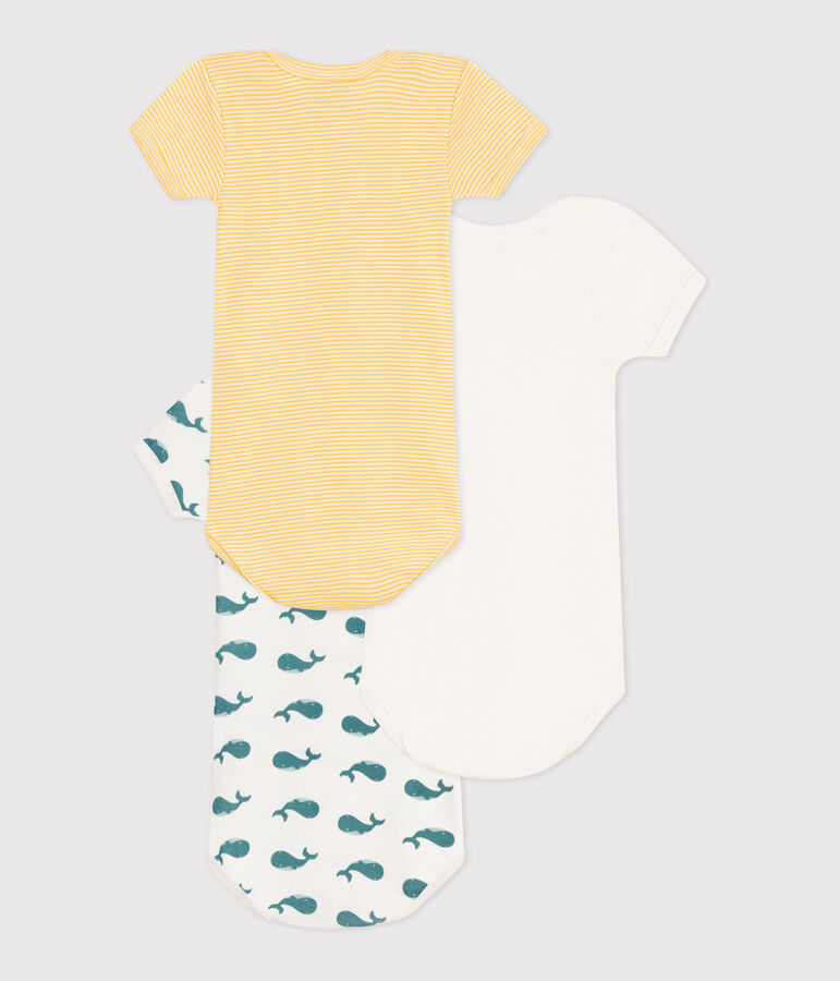 Babies' short-sleeved whale pattern cotton bodies - 3-Pack multicolor
