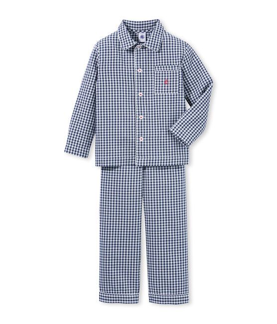 Boys' Twill Pyjamas MEDIEVAL blue/LAIT white