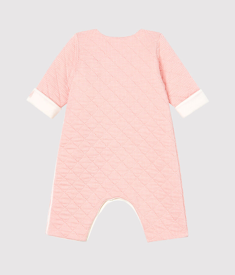 Babies' Long Jumpsuit in Quilted Tube Knit pink/white