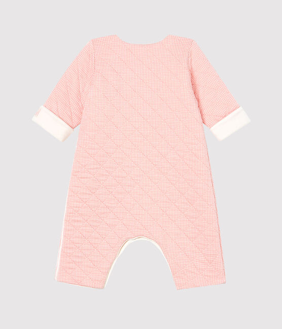 Babies' Long Jumpsuit in Quilted Tube Knit CHARME pink/MARSHMALLOW white