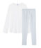 Girls' Ribbed Pyjamas MARSHMALLOW white/CONTES blue