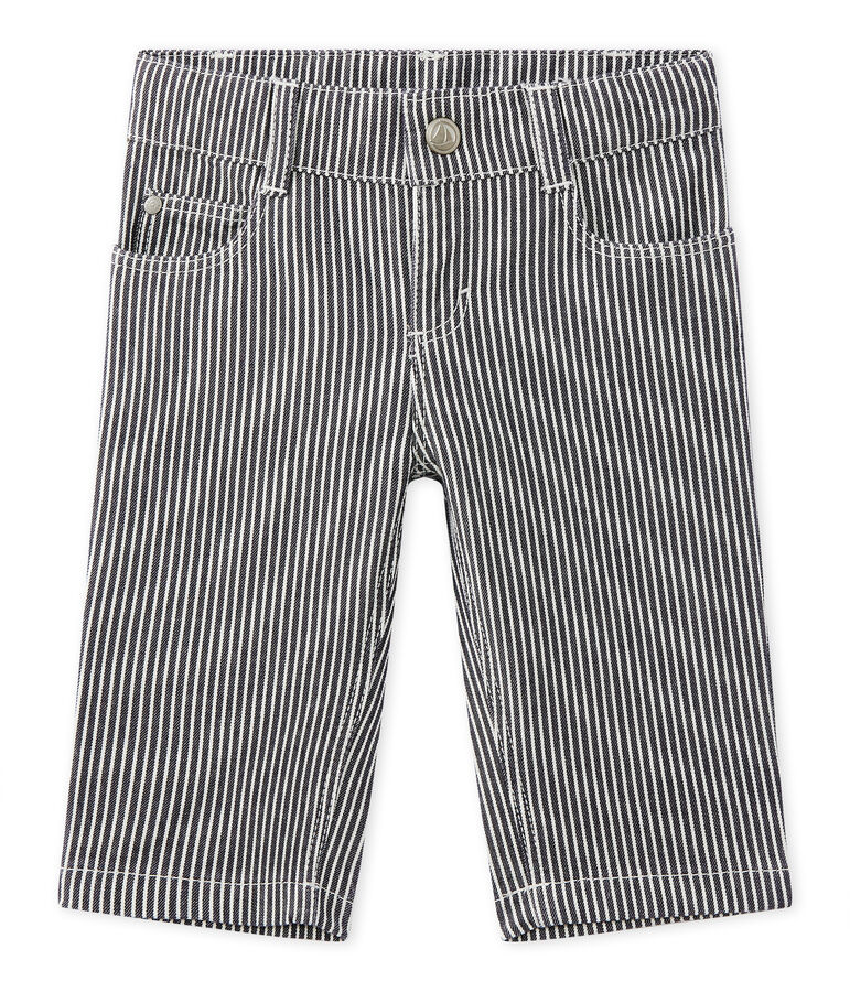 Baby boys' striped trousers SMOKING blue/MARSHMALLOW white
