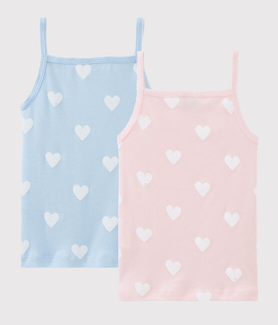 Girls' Heart Pattern Organic Cotton Strappy Tops - 2-Pack variante 1