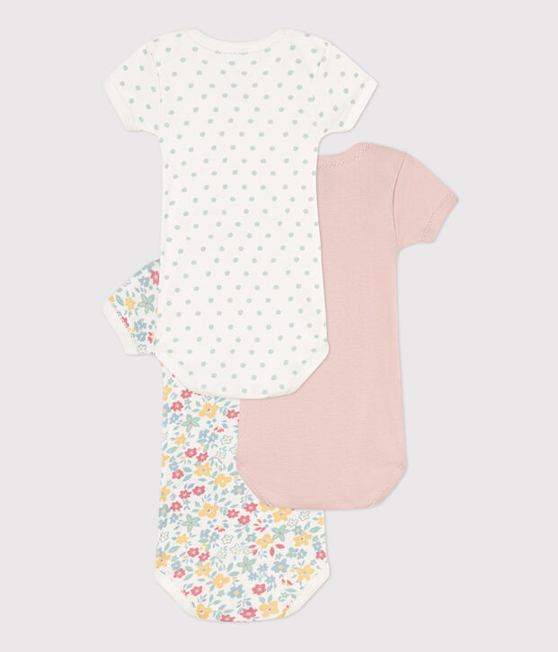 Short-Sleeved Floral Cotton Bodysuits - 3-Pack multicolor