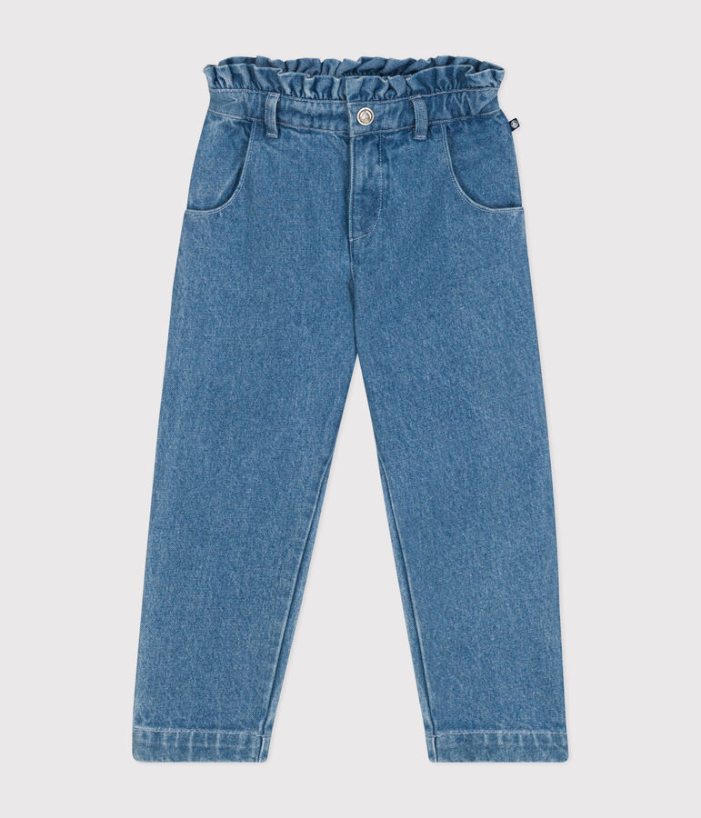 Girls' straight denim trousers blue