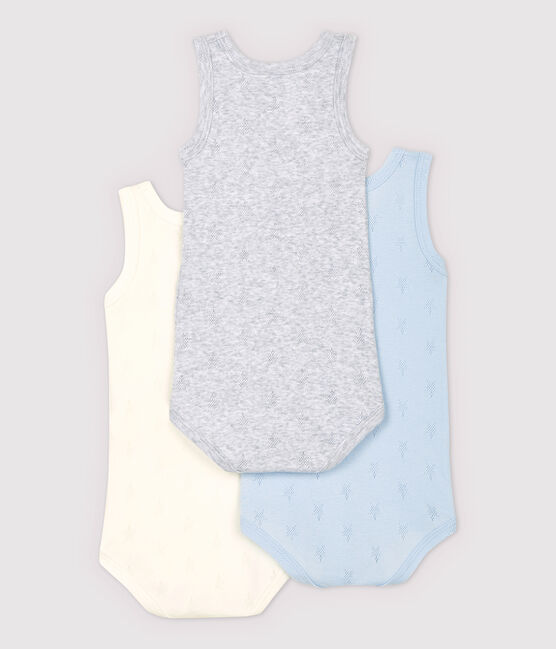 Babies' Openwork Sleeveless Organic Cotton Bodysuits - 3-Pack variante 1