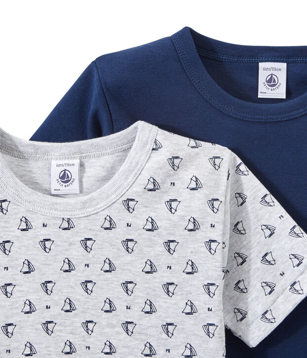 Set of 2 boys' short-sleeved t-shirts white