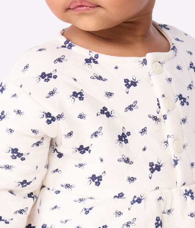Babies' long sleeved floral-print cotton dress blue/blue