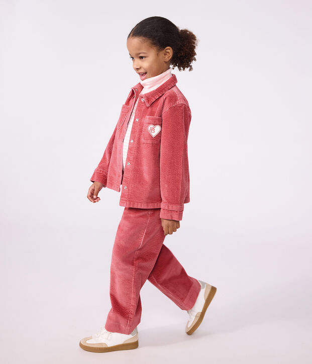 Children's plain corduroy shirt pink