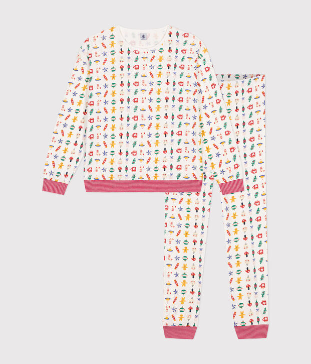 Christmas print cotton pyjamas white/multicolor