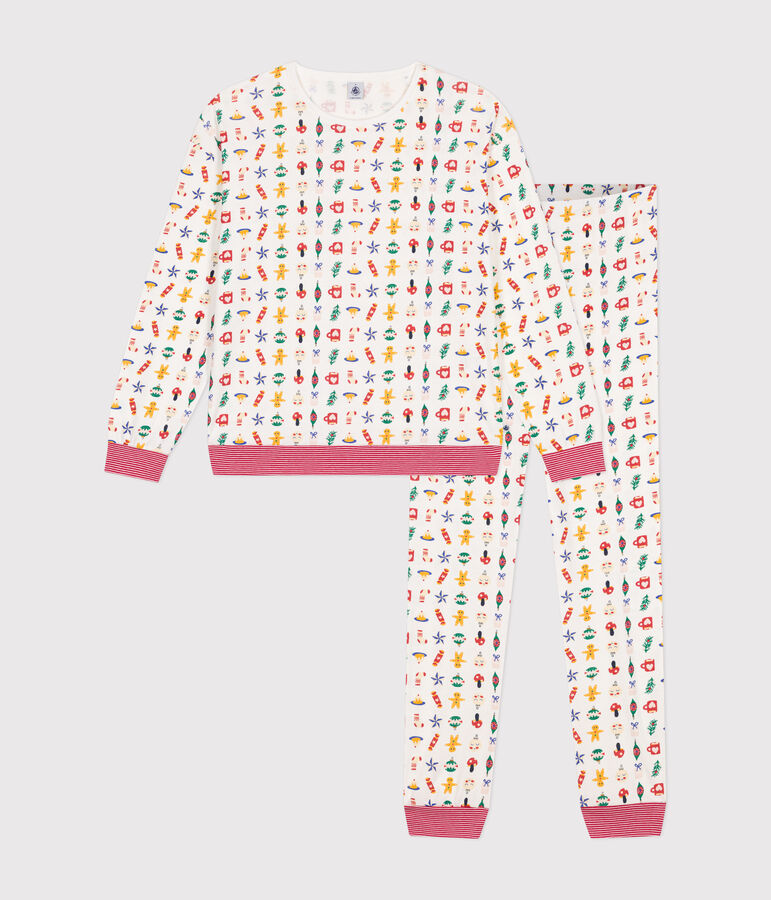 Christmas print cotton pyjamas white/multicolor