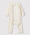 Babies' Footless Organic Cotton Bodyjama MARSHMALLOW white/MULTICO white