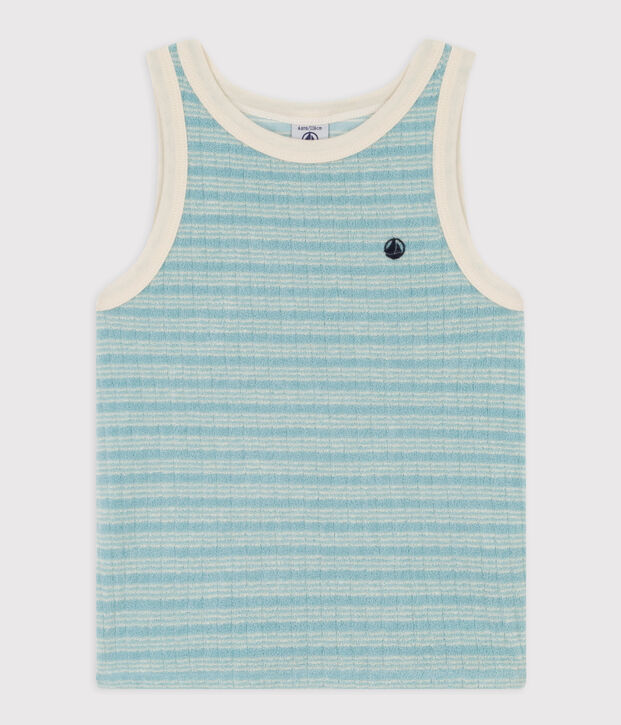 Girls' Terry Vest green/ecru