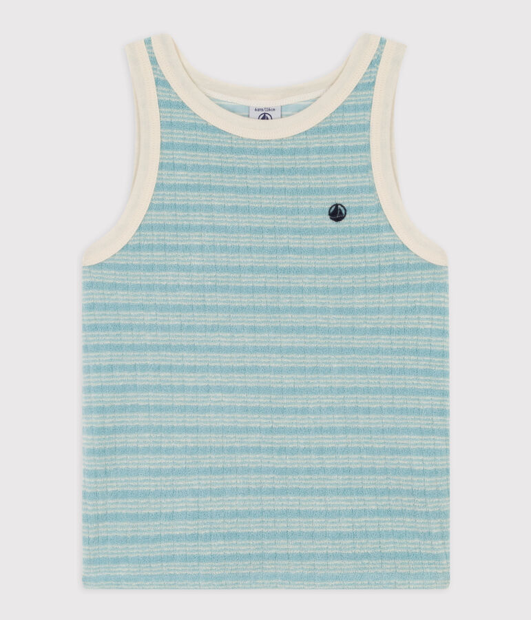 Girls' Terry Vest green/ecru