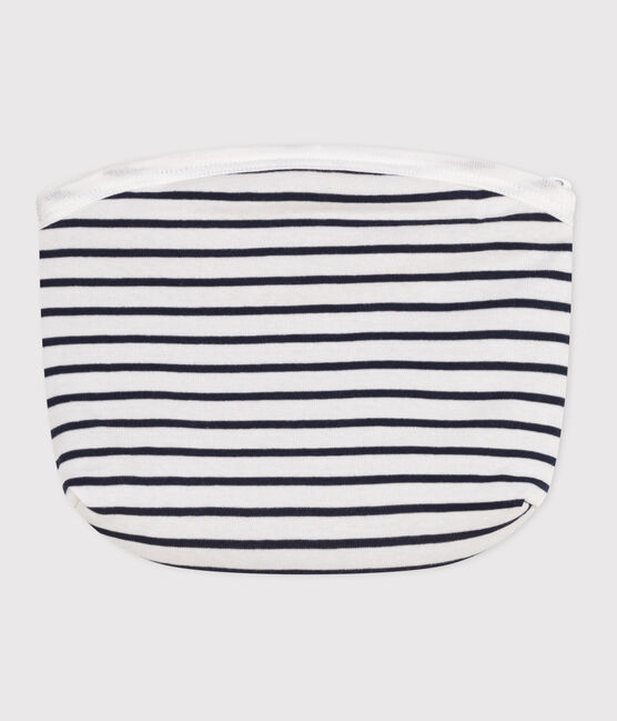 Babies' stripy cotton bag MARSHMALLOW white/SMOKING blue