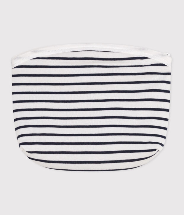 Babies' stripy cotton bag white/blue