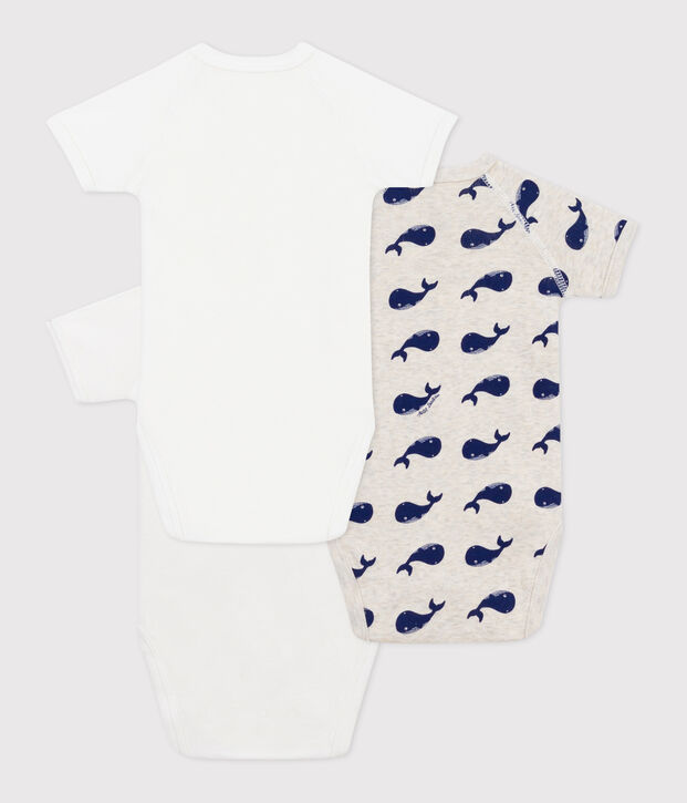 Babies' short-sleeved printed cotton wrapover bodies - 3-Pack multicolor