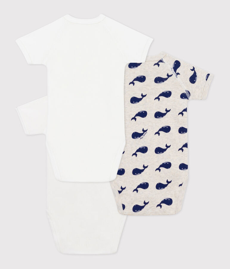 Babies' short-sleeved printed cotton wrapover bodies - 3-Pack multicolor