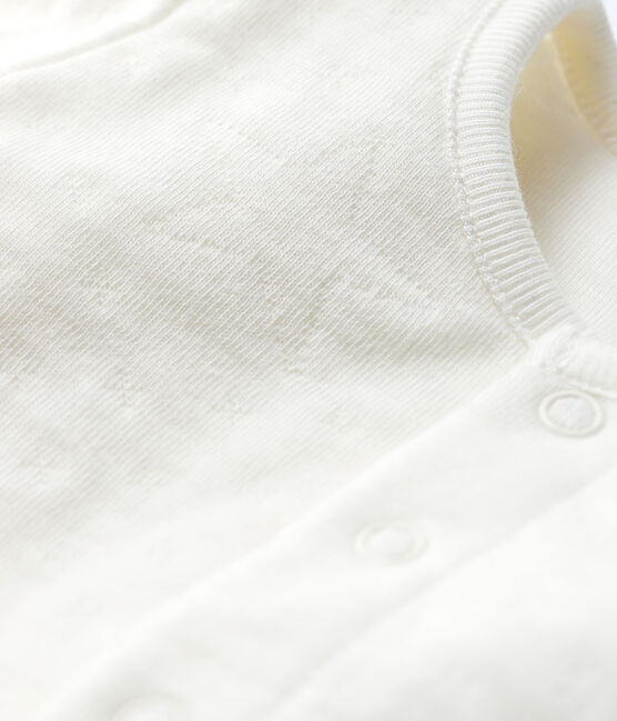 Babies' White Starry Organic Cotton Quilted Tube Knit Cardigan MARSHMALLOW white