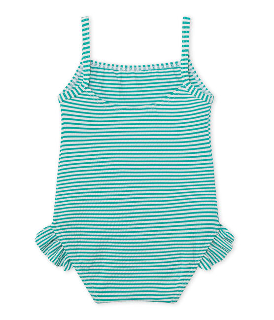 Baby girl one-piece swimsuit FLAG green/LAIT white