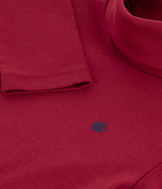 Children's plain cotton rollneck top AMARANTE