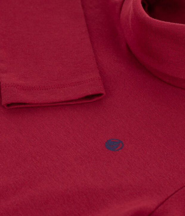 Children's plain cotton rollneck top red