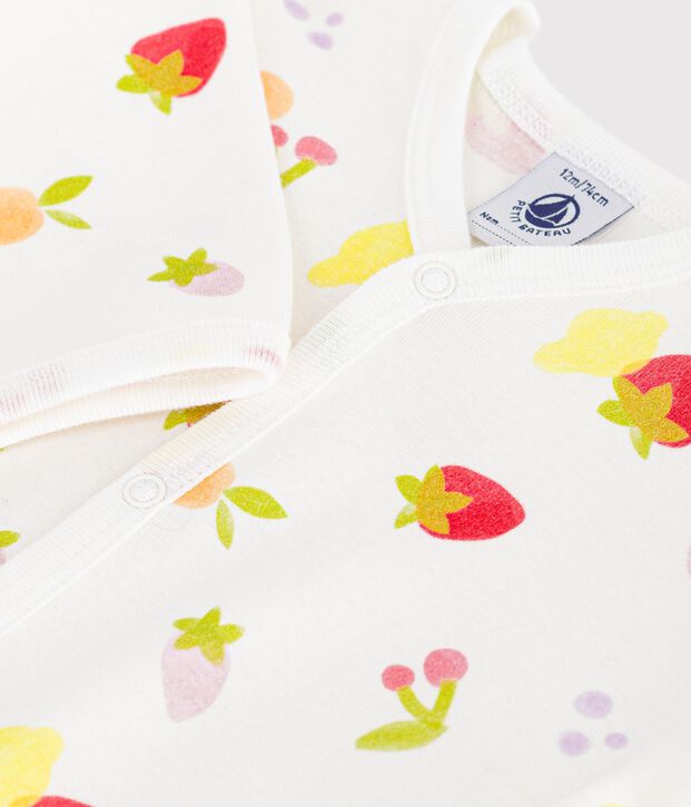 Babies' footless fruit print cotton pyjama suit white/multicolor