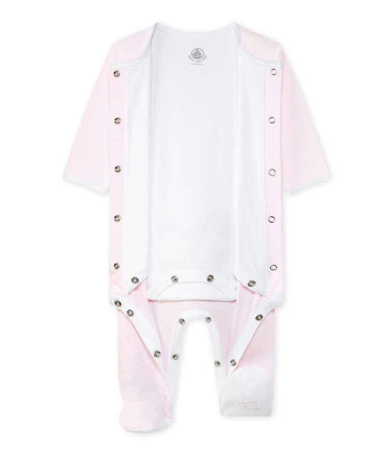 Unisex baby bodyjama VIENNE pink/ECUME white