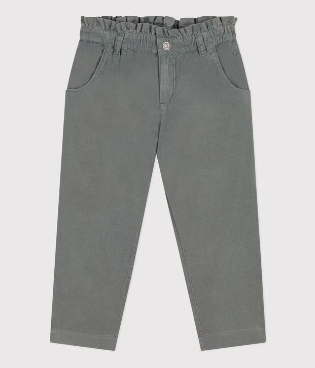 Girl's straight fit trousers in soft velvet THUYA
