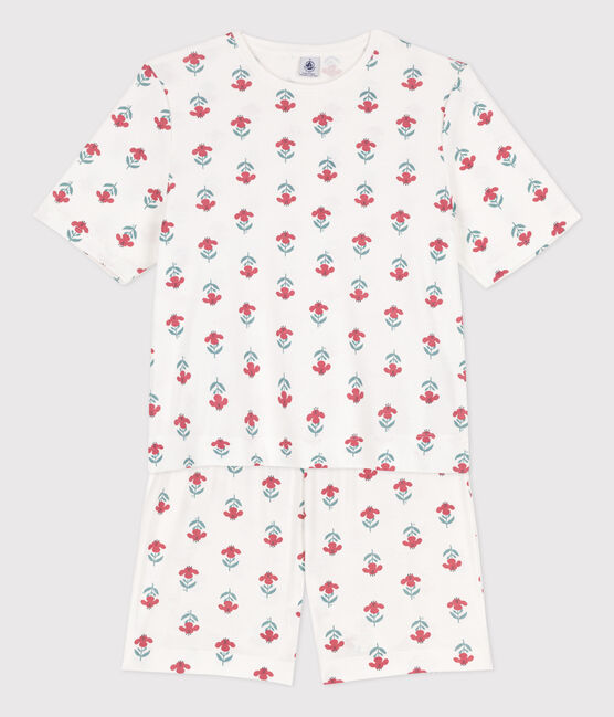 Women's Floral Cotton Short Pyjamas MARSHMALLOW white/MULTICO white