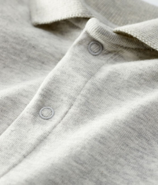 Baby's long-sleeved bodysuit with polo neck BELUGA CHINE grey